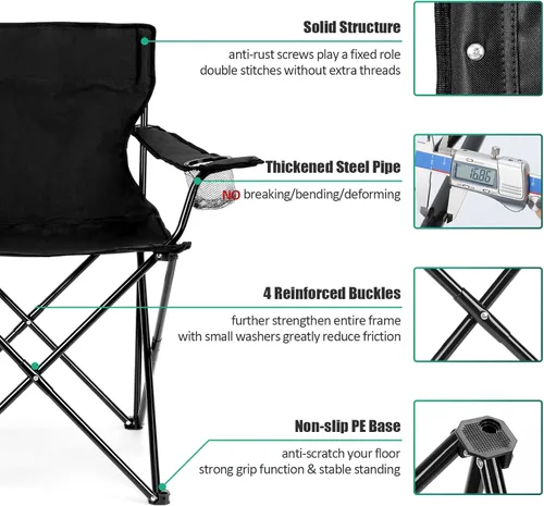 Miniatura 3 de HaSteeL Silla de Camping, Silla Plegable Extra Grande para Adultos, Silla de Campamento Plegable con Portavasos, Portátil para Pesca al Aire Libre