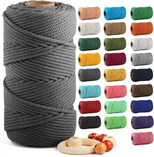 Miniatura 12 de Cuerda de algodón para macramé de 5 mm x 109 yardas, ZUEXT 100% natural hecha a mano, cuerda de algodón trenzada de 4 hebras para colgar plantas