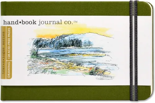Handbook Journal Co. Cuaderno de viaje con cubierta de lona para artistas, Cadmio Verde, Cuaderno de viaje de paisaje en bolsillo 3.5 x 5.5 Verde