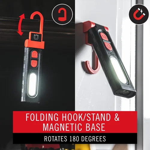 Miniatura 3 de Coast PM100R Luz de trabajo giratoria de 180 grados con base magnética, negro/rojo