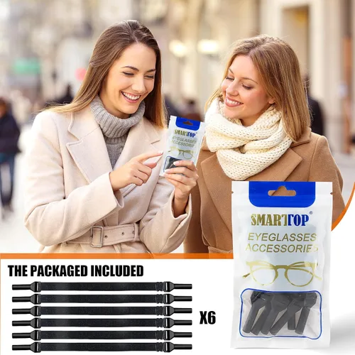 Miniatura 6 de SMARTTOP Correas ajustables para gafas, paquete de 6 correas sin cola, retenedor de gafas, soporte deportivo unisex para lentes de sol (8.2 pulgadas)