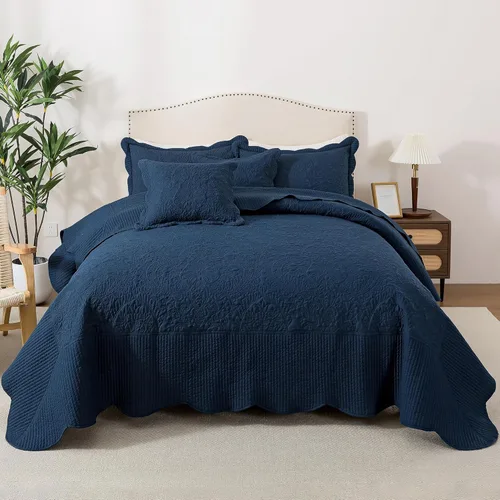 Miniatura 317 de HoneiLife - Juego de colcha de tamaño Queen, juego de ropa de cama de pana bordada de 3 piezas, colcha de lujo, ligera, cálida, para todas las Pana