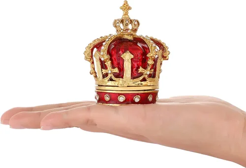 Miniatura 32 de QIFU Pintado a mano esmaltado estilo corona azul decorativo con bisagras joyería baratija caja regalo único para decoración del hogar