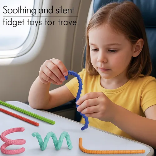 Miniatura 5 de Juguetes sensoriales antiestrés para niños y adultos, 6 unidades de palos flexibles para aliviar el estrés y la ansiedad autista, TDAH, calma, Arco
