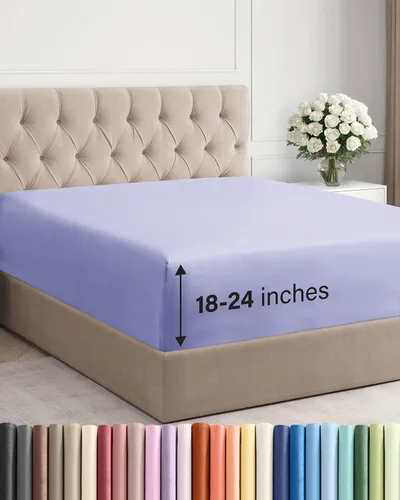 Miniatura 78 de Sábana bajera ajustable extra profunda tamaño completo – Sábana bajera individual de lujo para hotel únicamente – Se adapta fácilmente a colchones