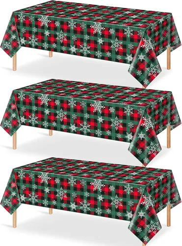 Miniatura 19 de 3 Piezas Decoraciones de Mantel de Fiesta de Plástico con Copos de Nieve de Navidad, Cartel de Fondo Navideño Azul con Copo de Nieve Blanco Cubierta