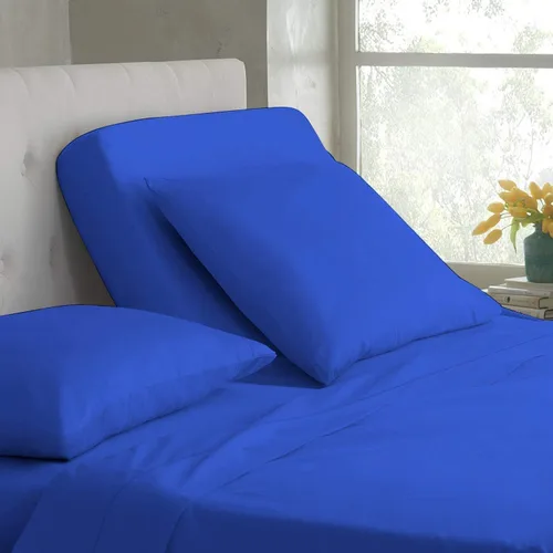 Miniatura 8 de Base de cama ajustable – Juego de sábanas de cabeza dividida superior tamaño Queen – Sábanas de 100% algodón egipcio sólido color azul aguamarina