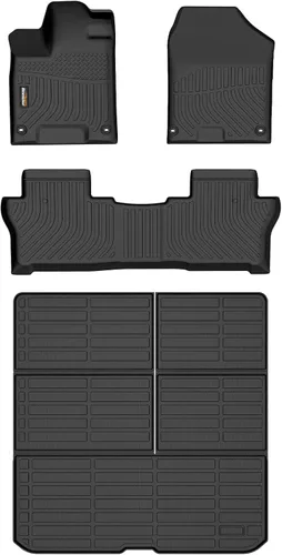 Miniatura 59 de Alfombrillas para todo tipo de clima y forro de carga para Volkswagen Atlas 2018-2025 (asiento de cubo de 6 pasajeros), juego completo de 3 filas