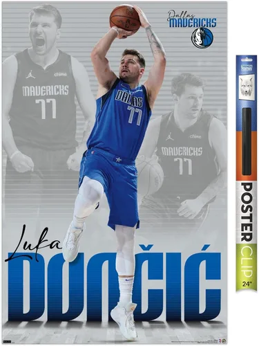 Miniatura 17 de Trends International NBA Dallas Mavericks - Póster de pared de Luka Doncic 22, 22.375 x 34 pulgadas, versión enmarcada en negro Versión con marco