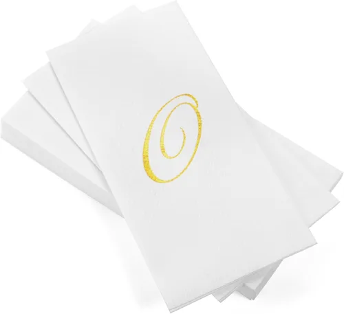 Miniatura 21 de AH AMERICAN HOMESTEAD Servilletas desechables – Servilletas doradas con monograma para invitados, servilletas acolchadas como tela para baño