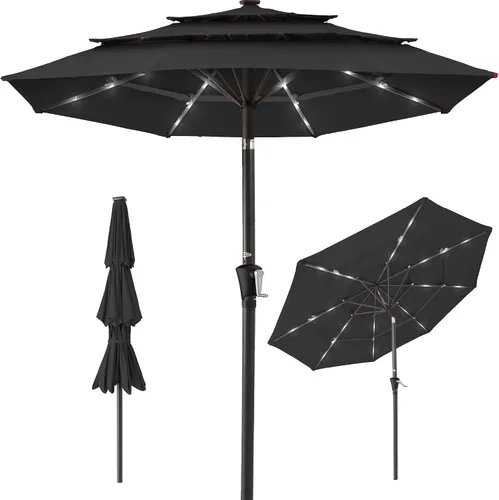 Miniatura 14 de Best Choice Products - Sombrilla solar de 10 pies de 3 niveles para patio, sombrilla de sol para exteriores, mercado, patio trasero, terraza, junto