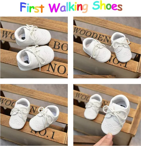 Miniatura 6 de Methee Zapatos para caminar para bebés y niñas, suela suave, antideslizantes, zapatos para primeros caminos, zapatos de cuna para recién nacidos