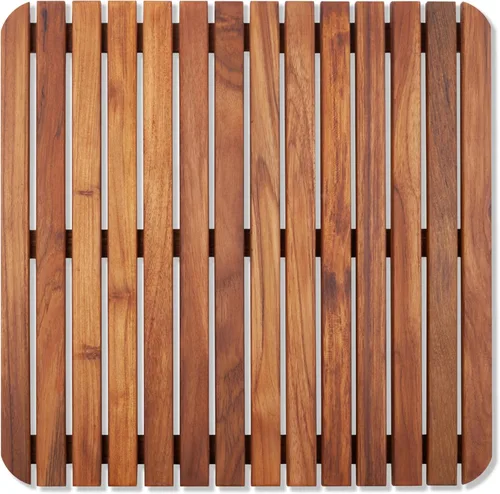 Miniatura 11 de Alfombra de ducha y baño de teca aceitada oscura de estilo nórdico con listón de extremo ancho - Para uso en interiores y exteriores - Plataforma