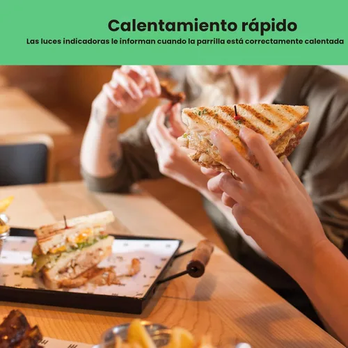 Miniatura 7 de Chefman Panini RJ02-180 parrilla de presa y sandwichera gourmet con revestimiento no adherente, se abre a los 180 grados, funciona con cualquier
