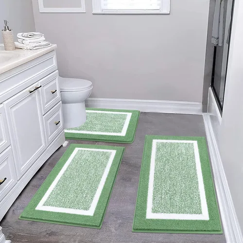 Miniatura 53 de Pauwer Juego de baño, alfombras de baño antideslizantes, alfombras de ducha absorbentes para suelo de baño, bañera y ducha, color azul aguamarina