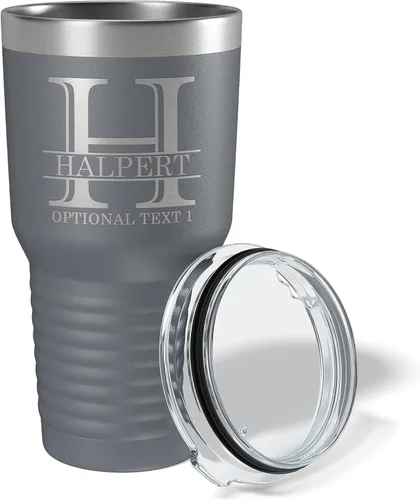 Miniatura 4 de Vaso personalizado de acero inoxidable aislado con tapa de 30 onzas (17 colores) con recubrimiento en polvo, grabado personalizado, idea de regalo