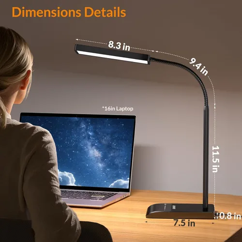 Miniatura 8 de LEPOWER Lámpara de escritorio, 800LM LED para oficina en casa, lectura de 12 W para escritorio, luz para cuidado de los ojos, lámpara de cuello