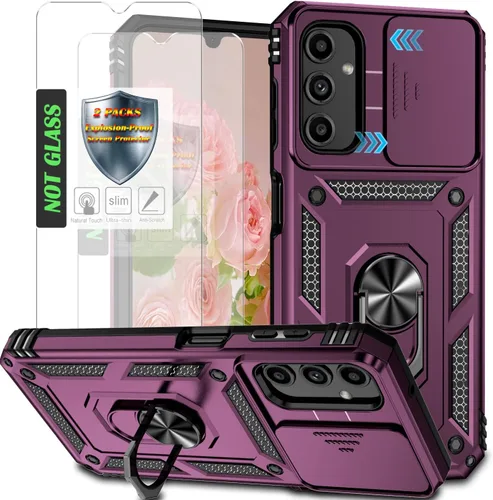 Miniatura 31 de Funda para Galaxy A26 con cubierta para lente de cámara, protector de pantalla HD, protección contra caídas de grado militar, soporte de anillo