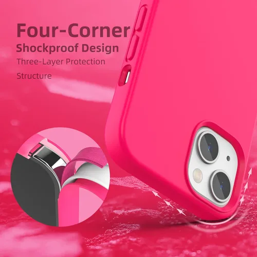 Miniatura 5 de Funda de silicona líquida compatible con iPhone 13, color rosa intenso [Protección contra caídas] [Resistente a los arañazos, a prueba de golpes]