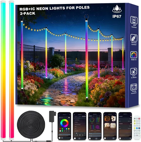 Miniatura 10 de AILBTON 10Ft String Light Poles 6 Pack,Light Poles for Outside Lights,Outdoor with Fence Brackets Hanging Lights,Metal Stand Deck Patio Backyard