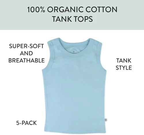Miniatura 38 de HonestBaby Camisetas musculares sin mangas 100% algodón orgánico para bebés y niños pequeños, niñas