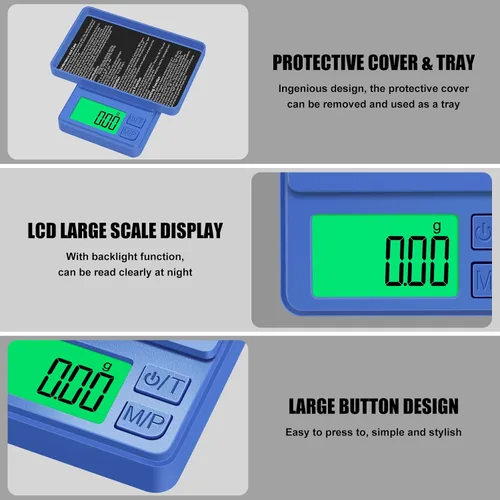 Miniatura 3 de Báscula de bolsillo de 1000 g/0.1 g, báscula digital de cocina de alta precisión Diyife, pantalla LCD, 7 unidades con función de tara, adecuada
