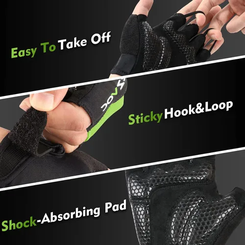 Miniatura 5 de GEZVOC Guantes de ciclismo para hombres y mujeres con almohadilla absorbente de golpes, agarre extra, ajuste flexible y cómodo, peso ligero, guantes