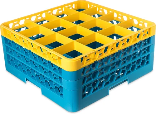 Miniatura 123 de Carlisle FoodService Products RG9-214 OptiClean Estante de vidrio con 9 compartimentos con 2 extensores, 7.12 pulgadas, polipropileno, azul
