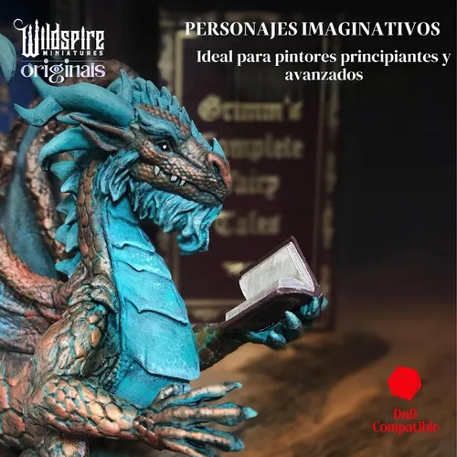 Miniatura 7 de Wildspire Fantasy Monsters & Bookish Dragon for DND Miniatures Unpainted Bulk 28mm-32mm Dungeons & Dragons Minis Pathfinder Figures Fantasy