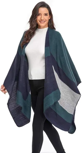 Miniatura 4 de Immerguter Capa tipo poncho tipo chal para mujer para otoño e invierno