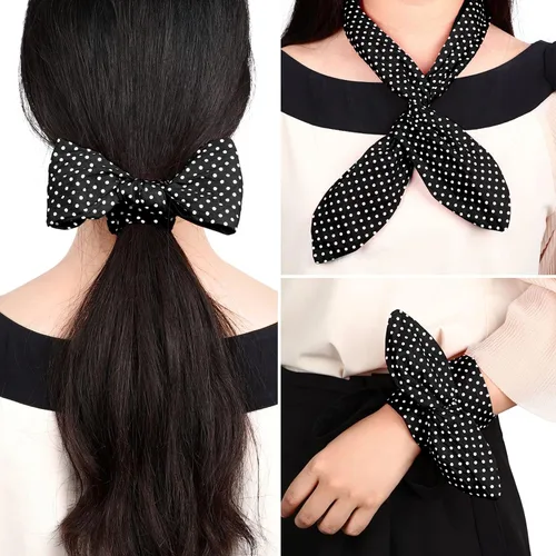 Miniatura 4 de Hicarer 2 diademas de lunares, bandana para disfraz de los años 50, accesorios para el cabello, lazos para la cabeza ancha para mujer