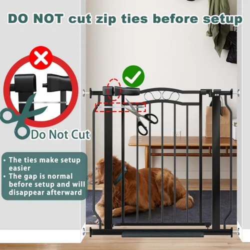 Miniatura 8 de Fairy Baby Puerta de bebé de 29.5 a 33.5 pulgadas para puertas, puerta para perros para escaleras sin taladro, barrera de seguridad para mascotas