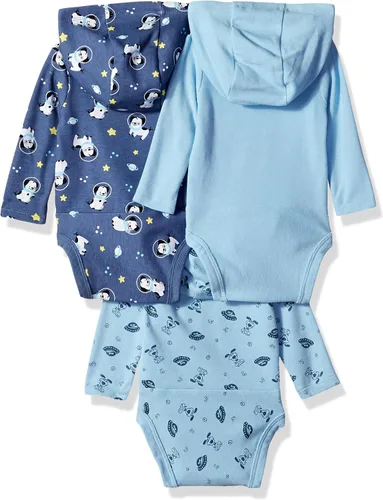 Miniatura 3 de Hanes Body de manga larga para bebé, sudadera con capucha para niños y niñas, paquete de 3