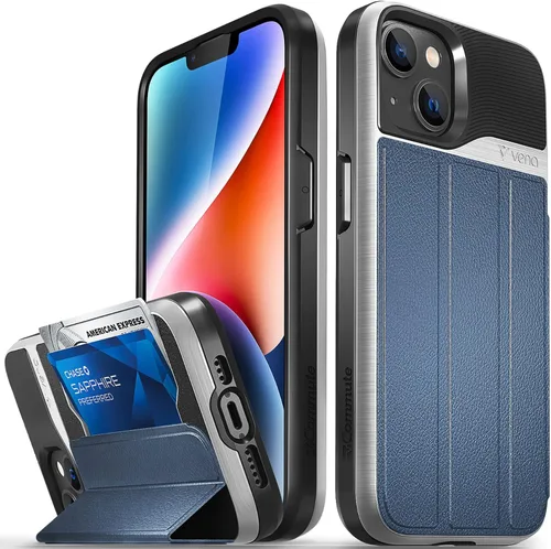 Miniatura 18 de VENA vCommute Funda tipo cartera compatible con Apple iPhone 14 (15.5 cm), funda de cuero con tapa plegable, tarjetero con función de soporte