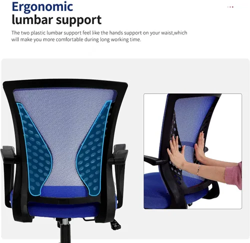 Miniatura 7 de Silla ergonómica de escritorio, silla de oficina, silla de computadora de malla, respaldo medio, giratoria, ajustable, con soporte lumbar