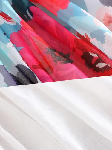 Miniatura 9 de Nutyomi Vestido de verano para niñas pequeñas para el regreso a la escuela, con tirantes de gasa, con volantes, elegante vestido de verano