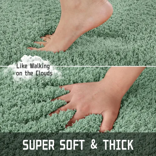 Miniatura 52 de Yimobra Alfombra de baño de felpa esponjosa, súper lanuda suave, cómoda, antideslizante, absorbente de agua, alfombra de baño de microfibra que se