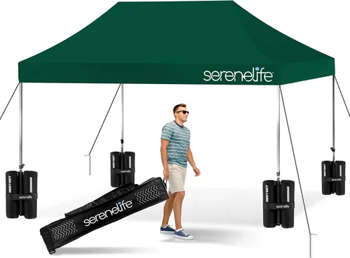 Miniatura 15 de SereneLife - Tienda de campaña desplegable de 10 x 20 pulgadas, toldo plegable, con parte superior de tienda impermeable, bolsa de transporte Blanco