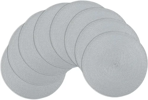 Miniatura 45 de Winknowl Juego de 4 manteles individuales redondos trenzados, lavables, tejidos resistentes al calor, para mesas de cocina, comedor, manteles Beige