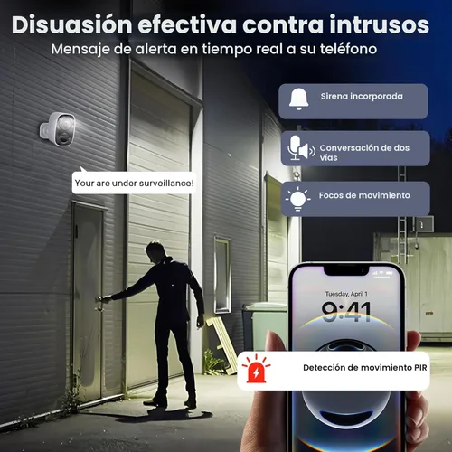 Miniatura 6 de Cámaras de seguridad 2K actualizadas 2025 inalámbricas para exteriores (paquete de 2), almacenamiento en la nube gratuito, batería de larga Blanco