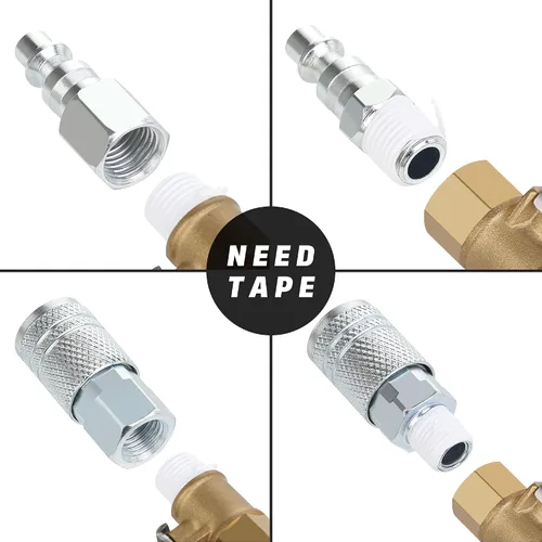Miniatura 3 de Accesorios de manguera de aire de 1/4, acoplador industrial tipo M, tamaño de flujo de 1/4 pulgada, tamaño de rosca hembra de 1/4 pulgada