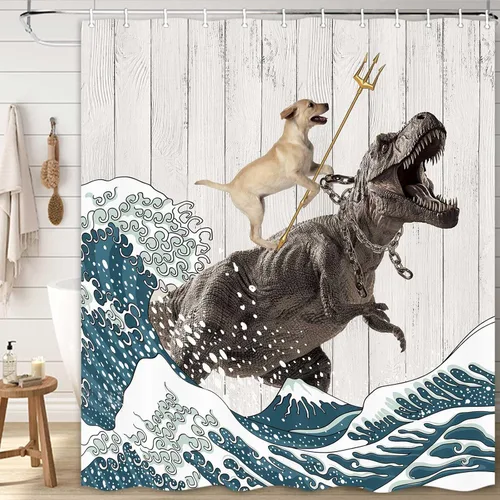 Miniatura 15 de Boziqr Divertidas cortinas de ducha para baño, bonita cortina de baño de elefante, luna, bosque, decoración rústica de granja, tela de poliéster