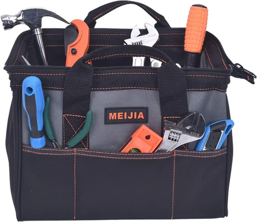 MEIJIA Bolsa de herramientas portátil impermeable, boca ancha abierta, múltiples bolsillos interiores para almacenamiento de herramientas (12