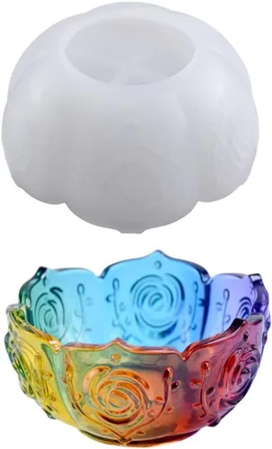 Miniatura 2 de Molde de fundición de resina de tazón, molde de fundición de resina de silicona para soporte de vela de joyería con forma de flor