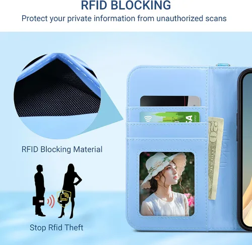 Miniatura 6 de ULAK Funda compatible con iPhone 15 tipo cartera para mujer, funda tipo cartera de piel PU premium con función de soporte, función de tarjetero