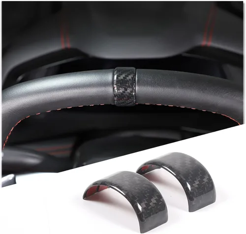 Cubierta del anillo superior del volante compatible con Chevrolet Corvette C8 Stingray 2020-2023 100% fibra de carbono real, 2 piezas, accesorios
