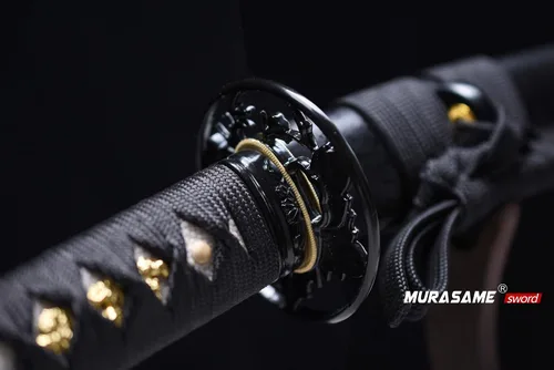 Miniatura 3 de MURASAME - Espada Wakizashi T10 de acero templado con arcilla, hamon real, hecha a mano, lista para la batalla