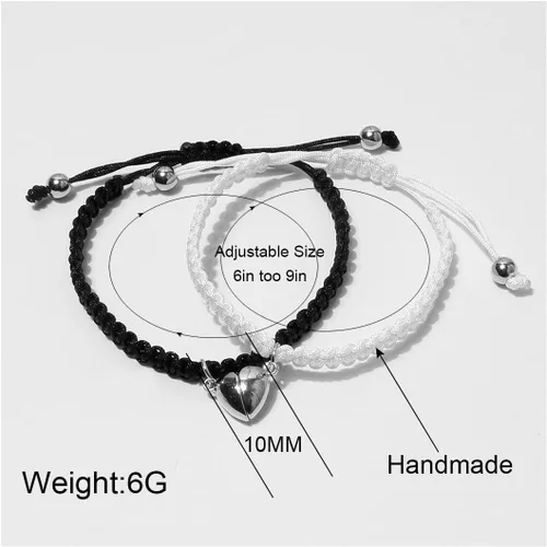 Miniatura 3 de 2 pulseras magnéticas para parejas para mujeres y hombres, atracción de sol y luna a juego, pulseras hechas a mano, regalos para novio, novia, mejor