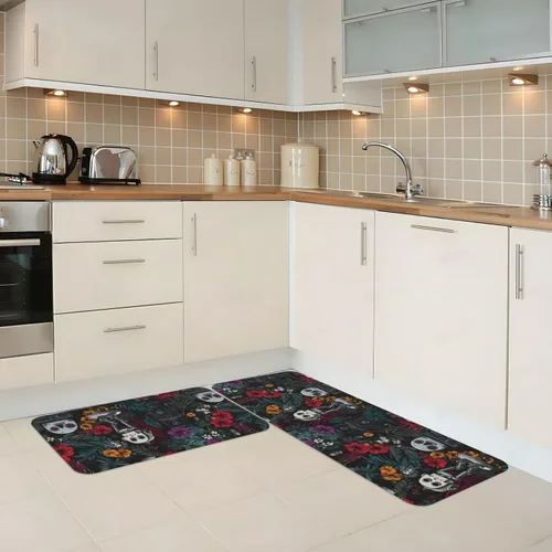 Miniatura 2 de Tropical Robot Print Kitchen Mats for Floor 2 Piece - Anti Fatigue Mats for Kitchen Floor, Non Slip Washable Rugs Home Decor