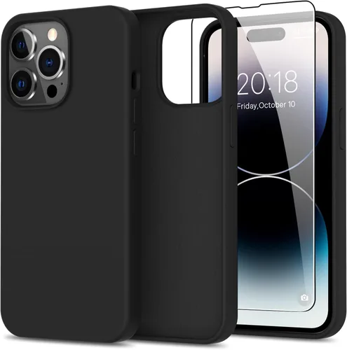 Miniatura 18 de bemal Funda para iPhone 14 Pro con protector de pantalla, silicona líquida de ajuste delgado, forro de microfibra suave, diseñada para mujeres